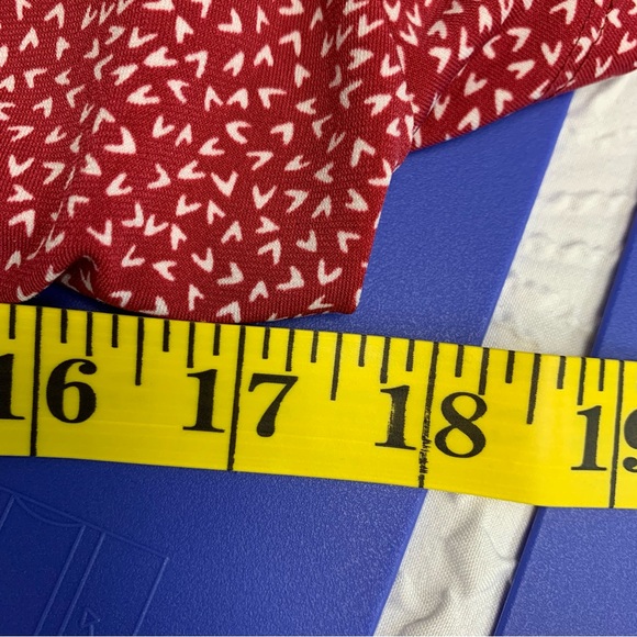 LOFT Red and White Short Sleeve Midi Faux Wrap Dress Women's Small #974 - Picture 8 of 9